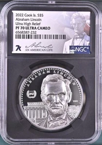7k metalli ABRAHAM LINCOLN miglia standish 2022 1 oz .999 argento NGC PF70 come nuovo 1809 - Foto 1 di 3