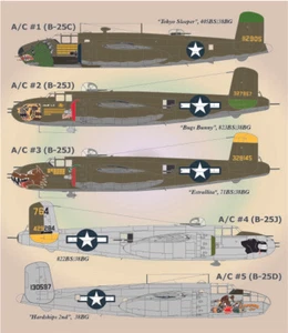 Calcomanía realista 1/72 NA B-25C/D Mitchell Pt 1 para Airfix y HSG B-25J nariz sólida - Imagen 1 de 2