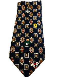 Vtg 1996 LOONEY TUNES MANIA Green Martian, Bugs,Daffy,Sylvester, Taz, Tweety TIE - Picture 1 of 3