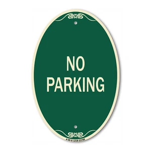 SignMission Designer Series Sign - No Parking 2 12" x 18" Aluminum Oval Sign - Picture 1 of 4