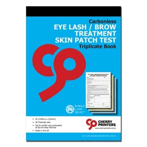 Cherry NCR Eye Lash / Brow Treatment Skin Patch Test Triplicate 3part Book A5 - Picture 1 of 4