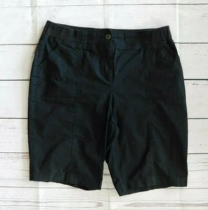 Chico's Solid Black Casual Khaki Bermuda Shorts - Size 0 - Picture 1 of 4