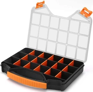 Hardware Organizer Box 18 Compartments Small Parts Organizer with Hinged Lid - Picture 1 of 4