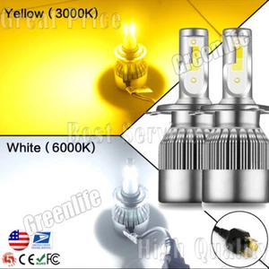 2X H4 LED Headlight 110W Dual Color Fog Light Bulb White&Yellow 3000K&6000K Lamp - Picture 1 of 12