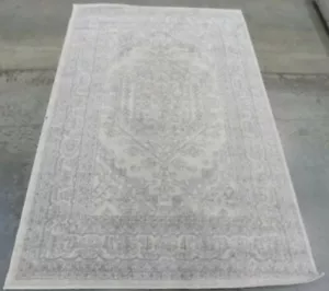 IVORY / SILVER 4' X 6' Stained Rug Reduced Price 1172597077 ADR108B-4 - Picture 1 of 4