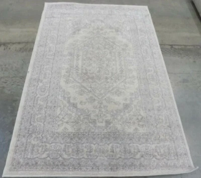IVORY / SILVER 4' X 6' Stained Rug Reduced Price 1172597077 ADR108B-4 - Image 1 of 4