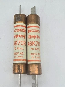 Gould Shawmut Amp-trap A6K70R 70 amps Fuse Fuses , Quantity 2 - Picture 1 of 4