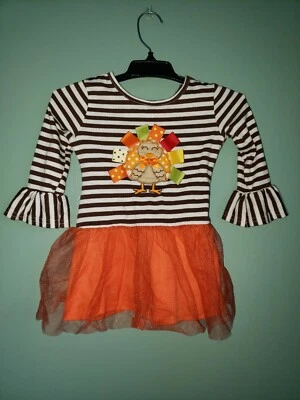 NIÑAS BLUEBERI BOULEVARD MARRÓN BLANCO PAVO OTOÑO MANGA LARGA TUTÚ FALDA VESTIDO 4  Foto 1 de 4
