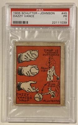 1935 Schutter-Johnson Dazzy Vance HOF #45 Baseball Card Dodgers PSA 1 Certified - Image 1 of 4
