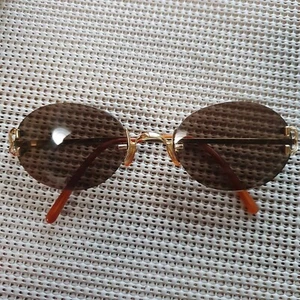 Cartier Rimless Frame C decor Sunglasses MADE in FRANCE Gold Plated Finish/12 - Picture 1 of 10