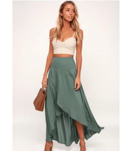 NWT O’Neill Ambrosio Dark Sage Green High-Low Maxi Skirt Women’s XL - Picture 1 of 10