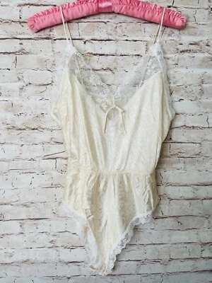 Lencería Sexy Vintage Peluche Una Pieza Melocotón Paisley Estampado Floral Semi Transparente Talla M Foto 1 de 4