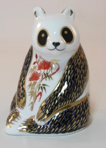 Royal Crown Derby 4 1/4" Panda Paperweight 1998 Silver Stopper Excellent - Picture 1 of 6