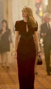 Burgundy Evening Dresses Short Sleeve Backless Velvet Party Celebrity Gowns - Picture 1 of 8