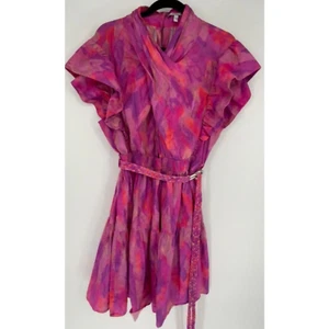 Derek Lam 10 Crosby Größe 16 Finn Rüschen Wickelkleid Fuchsia Multi Gebraucht - Bild 1 von 6