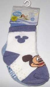 NEW! MICKEY MOUSE BABY SOCKS 2 PK Blue White 6-12 12-18 18-24 mos - Picture 1 of 1