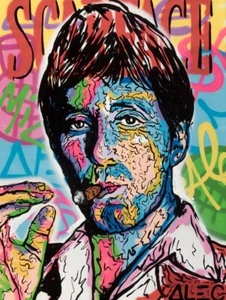 Alec Monopoly Hand oil painting on canvas,Scarface Portrait 24×32" - Picture 1 of 5
