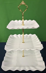 Dessert Cupcake Stand, 3 Tier Cup Cake Holder Tower 10"L x 10"W x 14.5"H - Picture 1 of 8