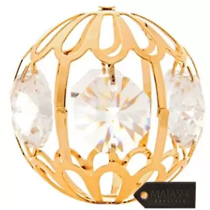 Matashi 24K Gold Plated Crystal Studded Christmas Ball Ornament For Tree Decor - Picture 1 of 2