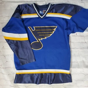 ST LOUIS BLUES Youth Boys Dark Blue Vintage Hockey Jersey Starter S/M - Picture 1 of 4