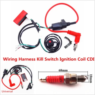 Dirt Pit Bike Wiring Loom Harness Kill Switch Ignition Coil CDI 50 110 140 150cc - Image 1 of 4