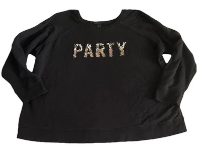 Torrid Sweatshirt Womens 3 (22/24) Black Sequin Animal Girls Night Out NYE Party - Image 1 of 4