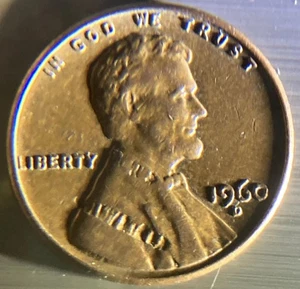 1960-D Lincoln Cent – Heavy Strike-Through Error, Small Date Over Large Date - Picture 1 of 6