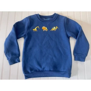 Itsy Bitsy Construction Embroidered Blue Sweatshirt - Size Boy's 6 - Picture 1 of 5
