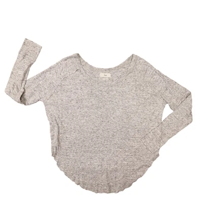 Tna Aritzia Heather Grey Long Sleeve Round Hem Slub Knit Shirt size Small - Image 1 of 4