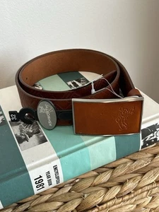 "Cinturón de golf Ashworth 32"" nuevo con etiquetas marrón tostado caqui informal cuero accesorio para hombre" - Imagen 1 de 5
