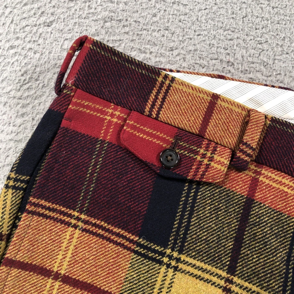 Shorts masculino Brooks brothers preto lã BB1 33 vermelho amarelo xadrez botão de lã - Imagem 1 de 4