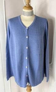 New With Tags DAVID NIEPER Plus Size 22 24 Wedgwood Blue Cotton Cardigan Jacket - Picture 1 of 9