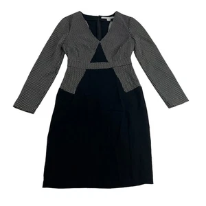 Diane von Furstenberg DVF A-Line Dress Women's 0 Black White Print Long Sleeve - Picture 1 of 5