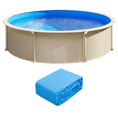 Revêtement de Piscine Ronde Doublure Style Unibead 460x120 cm Couleur Unie - Photo 1/4