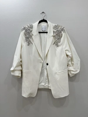 Blazer feminino Gibson Latimer ombros enfeitados XXL branco 3/4 - Imagem 1 de 2