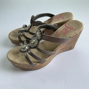 Jellypop Madeline Silver Rhinestone Wedge Sandal Size 7.5 Great Condition - Picture 1 of 9