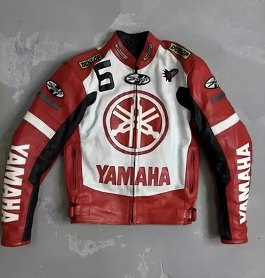 Yamaha Motorcycle Racing Leather Jacket MOTOGP Motorbike Biker Sports Jacket - Image 1 of 4