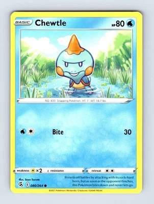 Chewtle SWSH08: Fusion Strike Common Non Holo 080/264 Pokemon NM/LP Card - Image 1 of 2
