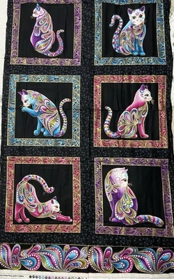 Panel Cat-I-Tude de Ann Lauer para Benartex 6 bloques para gatos Foto 1 de 2