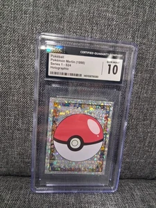 Pokemon Pokeball Merlin 1998 Series 1 S24 Holographic Sticker CGC 10 Gem Mint  - Picture 1 of 2