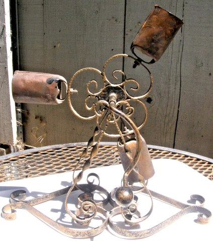 Antq 3-Bells Brass Shopkeeper Mission Church Doorbell - Cast Iron (Handmade) Cover
