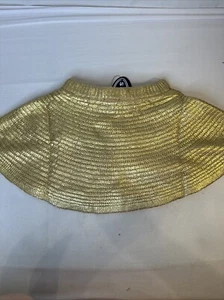 Kids LG 10 12  Foil Print Mini Skirt Soft Lining Metallic Shine Gold Skort - Picture 1 of 7