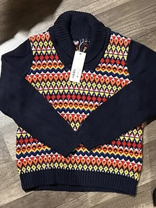 NEW SZ 6 Janie and Jack Fair Isle Shawl Collar Sweater Multicolor Boys - Picture 1 of 5