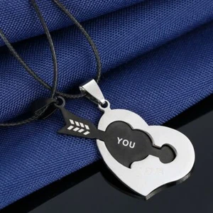 Collana 2in1 Coppia Cuore Amore Fidanzati Uomo Donna Acciaio - Foto 1 di 4