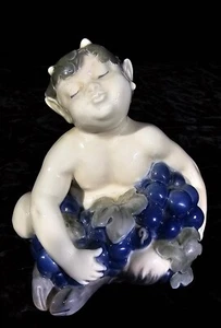 Vintage Royal Copenhagen Porcelain Figurine Faun With Grapes #2361 - Picture 1 of 5