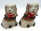 Vintage Ceramic Dogs So Ugly They Are Cute Figurines Wearing Red Scarf Matching