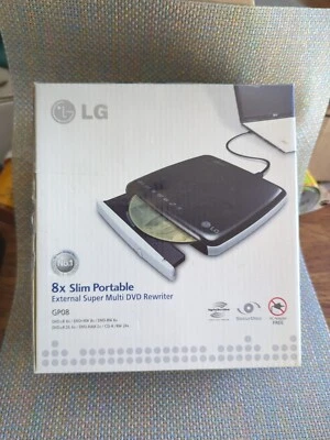 LG 8x Slim Portable External Super Multi DVD Rewriter-GP08 - Image 1 of 4