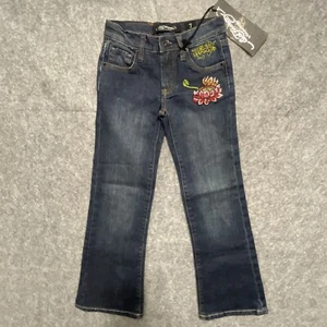 Ed Hardy Jeans Little Kids SZ 7 Beaded Lotus Flower New With Tags - Picture 1 of 19