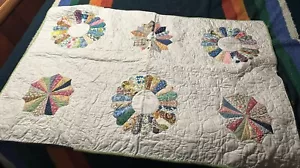 handmade quilt 28x58 Inches cotton dresden floral rustic primitive - Picture 1 of 4