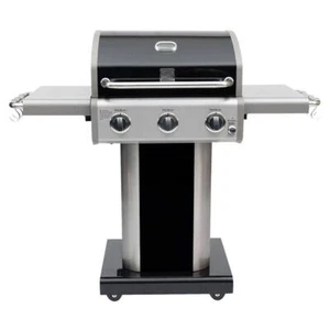 KENMORE Gas Grill 51.1"W 3-Burner Pedestal w/ Side Shelves Stainless Steel Black - Picture 1 of 12